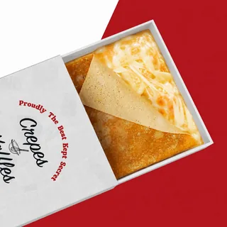 Mixed Cheese Base: Folded Tonino crepe in branded packaging